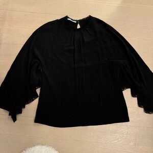 Prada 100% Silk Vintage Blouse with Ruffle Sleeves